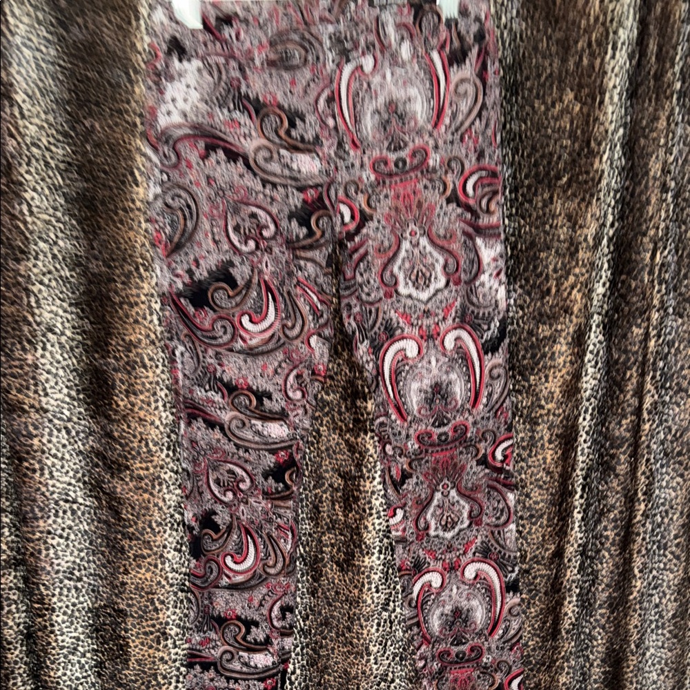 Club Monaco Paisley Skinny Jeans - Red, Black, and White